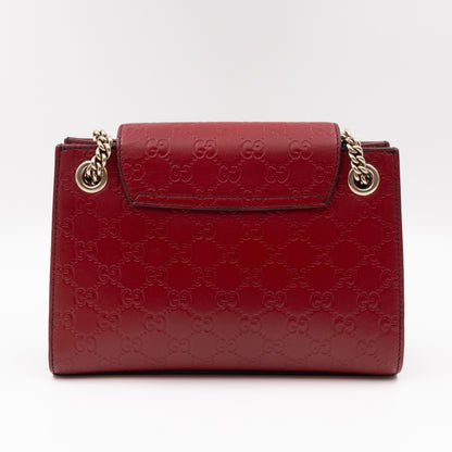 Emily Small Chain Shoulder Bag Red Guccissima Leather