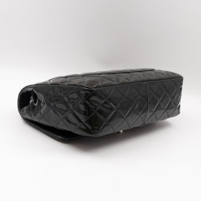 Classic Single Flap Jumbo Navy Blue Patent Leather