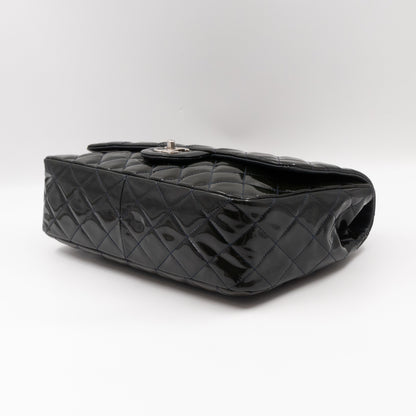 Classic Single Flap Jumbo Navy Blue Patent Leather