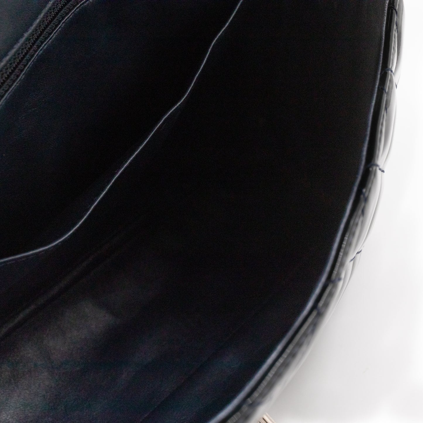 Classic Single Flap Jumbo Navy Blue Patent Leather