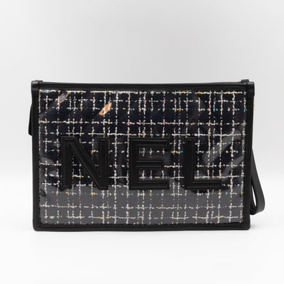 Large Pouch Tweed PVC black
