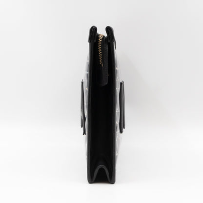 Large Pouch Tweed PVC black