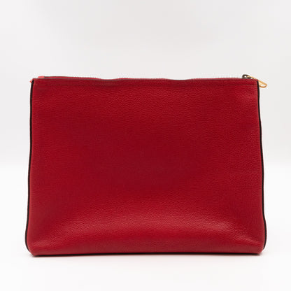 Logo Portfolio Pouch Bag Red Leather