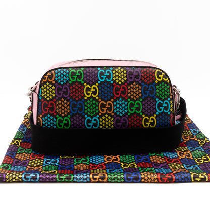 GG Psychedelic Shoulder Bag Canvas Pink Leather