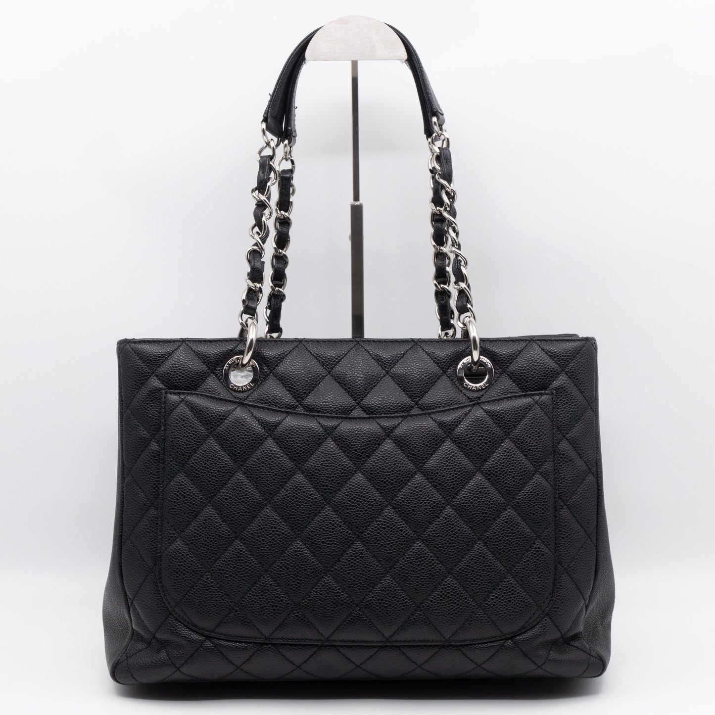 GST Grand Shopping Tote Black Caviar Silver
