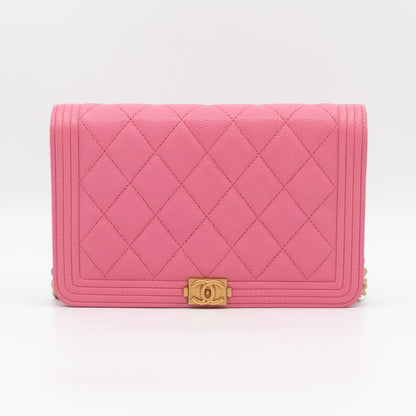 Boy Wallet On Chain Pink Caviar Gold