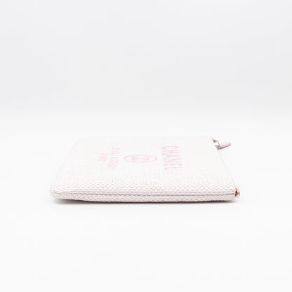Large Deauville Pouch Light Pink Raffia