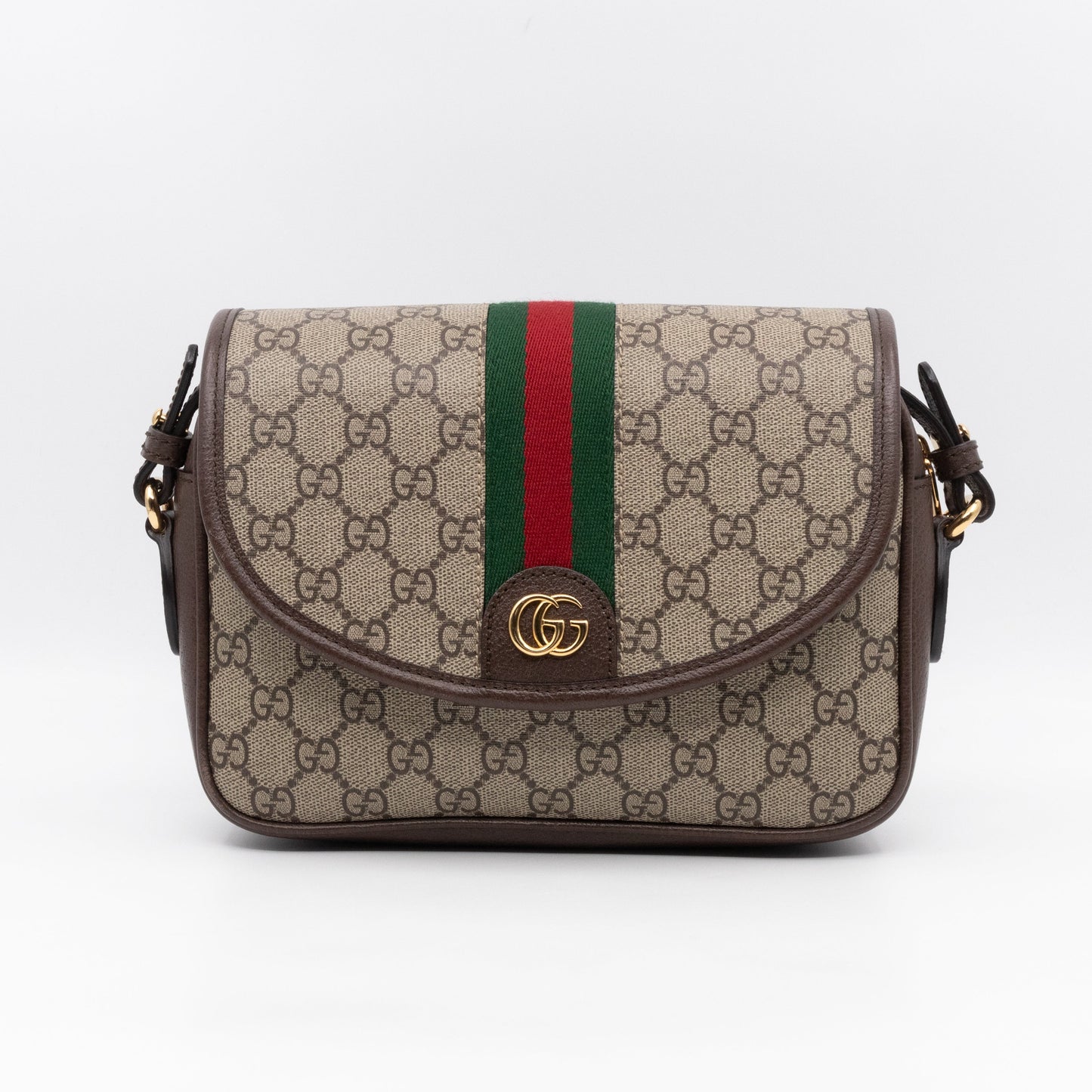 Ophidia GG Small Shoulder Bag GG Supreme Brown