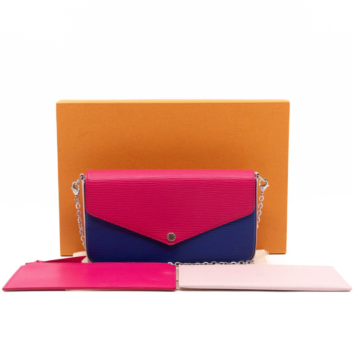 Louis-vuitton Pochette Felicie Pink & Blue Epi Leather