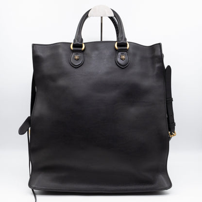 Braided Detail Feline Shopper Bag Black Leather