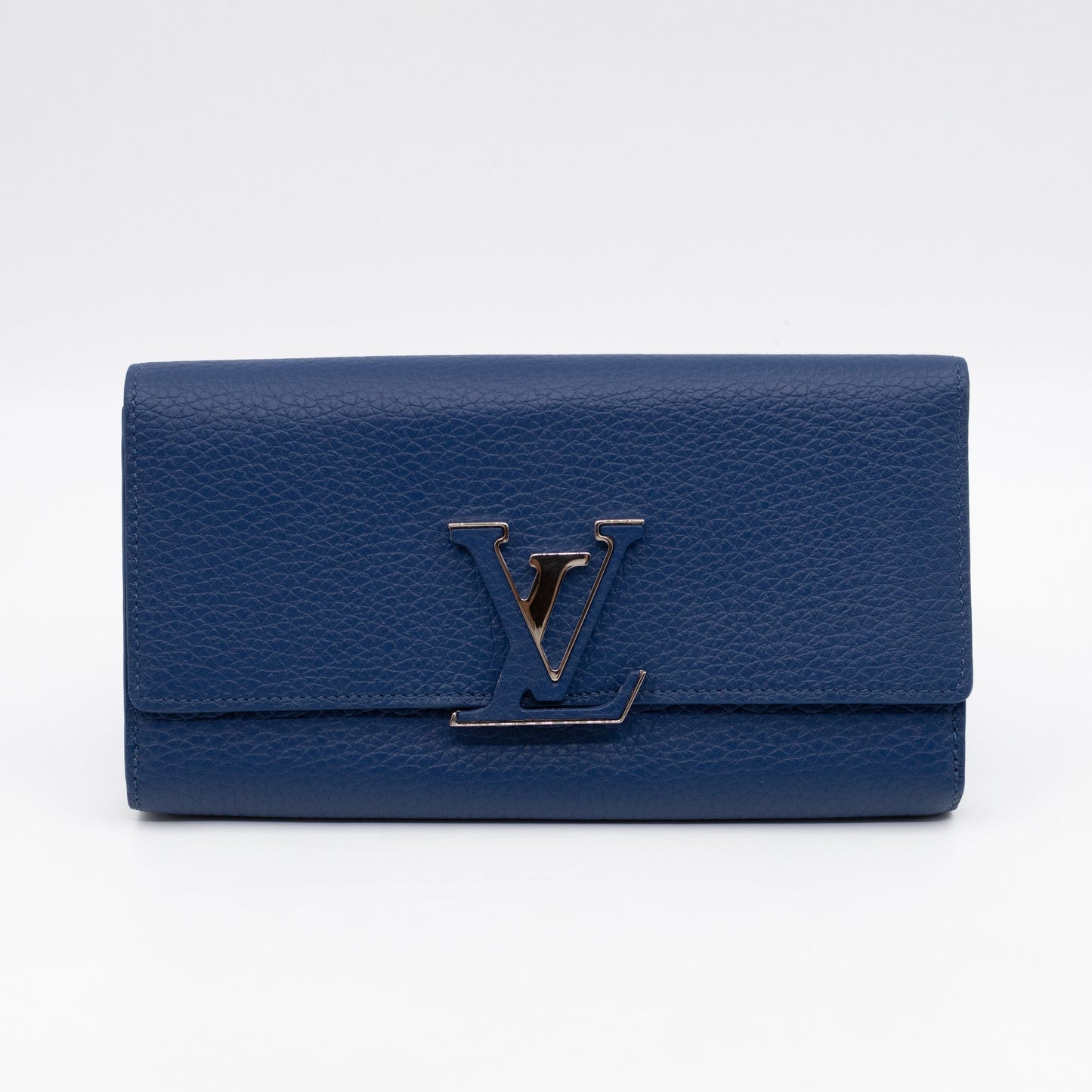 Capucines Wallet Blue Taurillon Leather