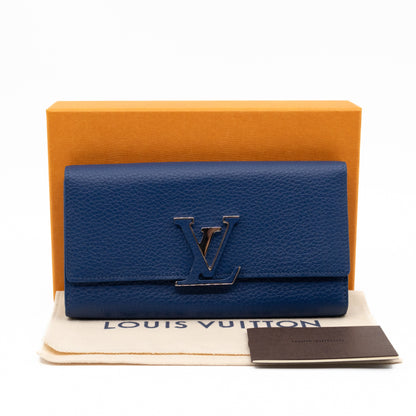 Capucines Wallet Blue Taurillon Leather