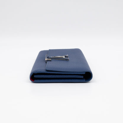 Capucines Wallet Blue Taurillon Leather
