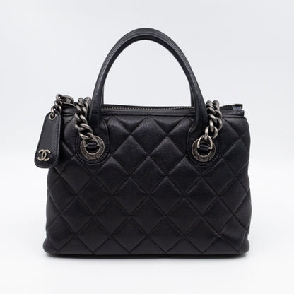 Small Boy Chained Tote Black Quilted Calfskin