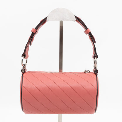 Mini Blondie Shoulder Bag Pink Diagonal Quilted Leather