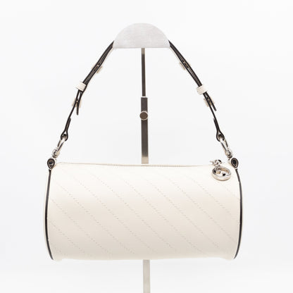 Small Blondie Shoulder Bag Diagonal Quilted White Leather