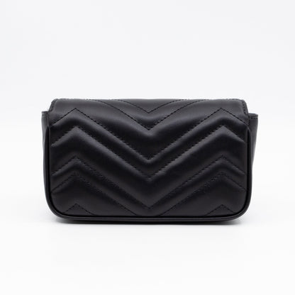 GG Marmont Chain Belt Bag Black Leather