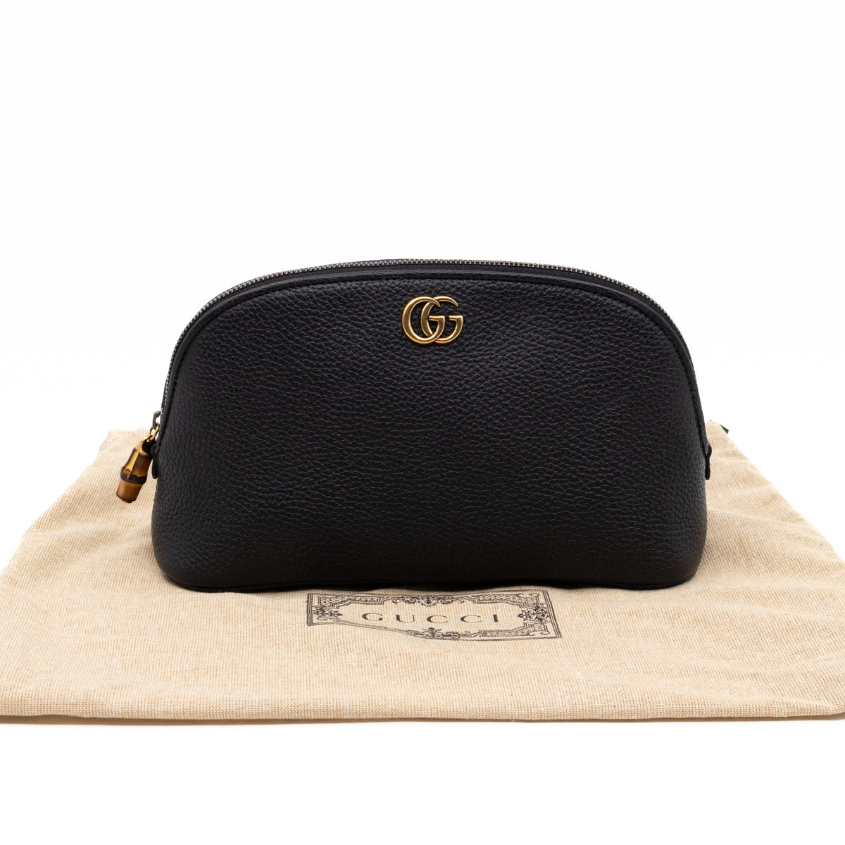Bamboo-Puller Double G Beauty Case Black Leather