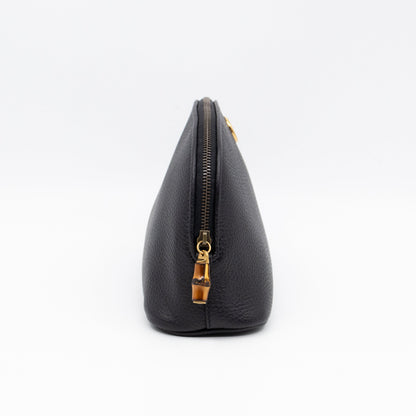 Bamboo-Puller Double G Beauty Case Black Leather