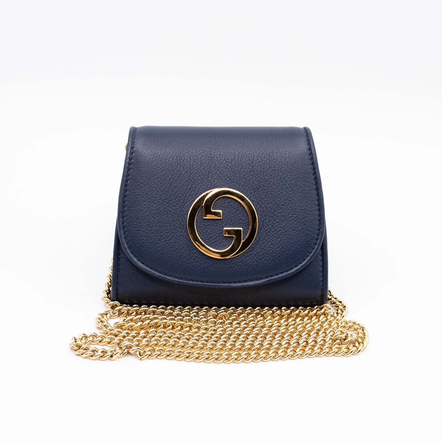 Blondie Medium Chain Wallet Bag Navy Leather