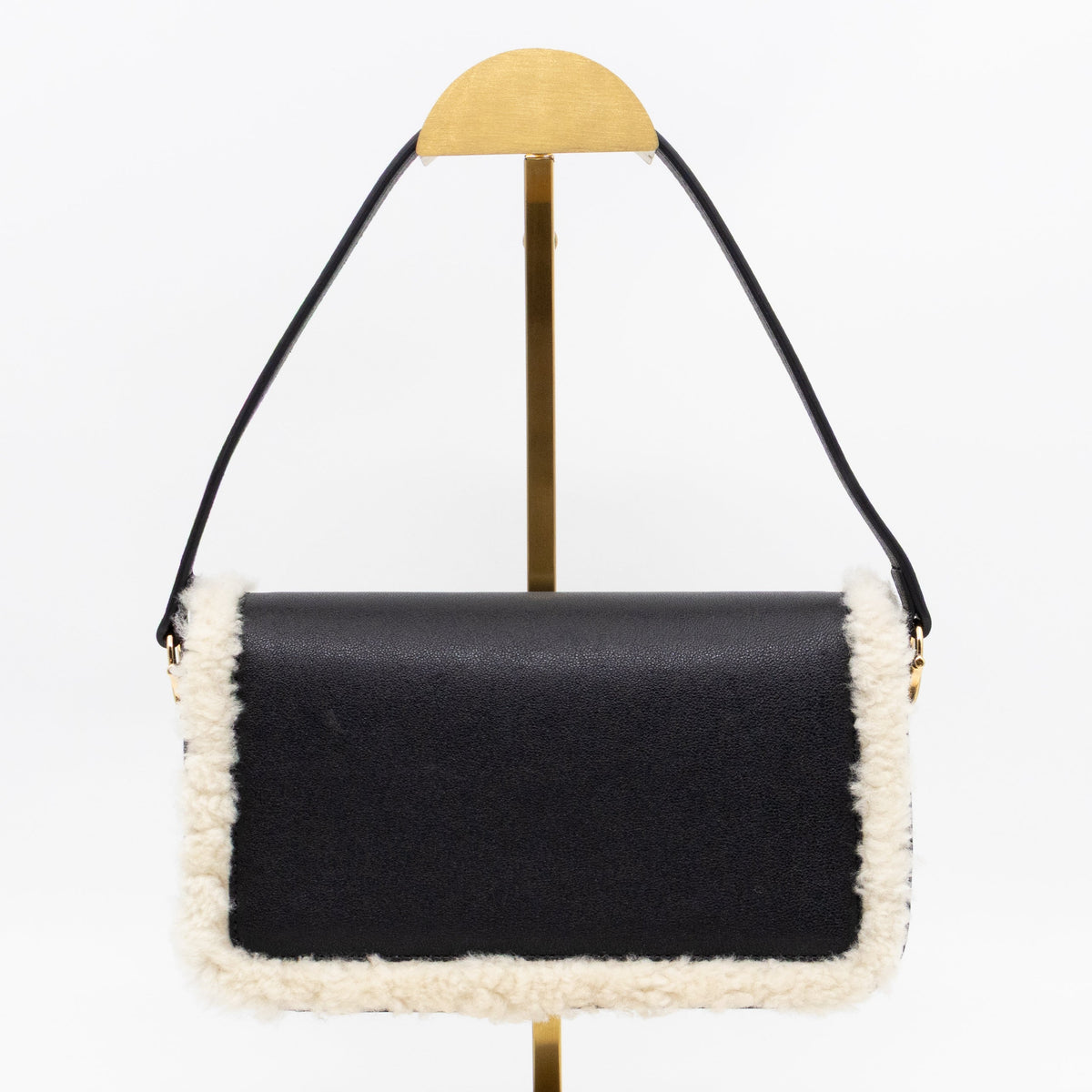 Horsebit 1955 Mini Shoulder Bag Black Leather Shearling