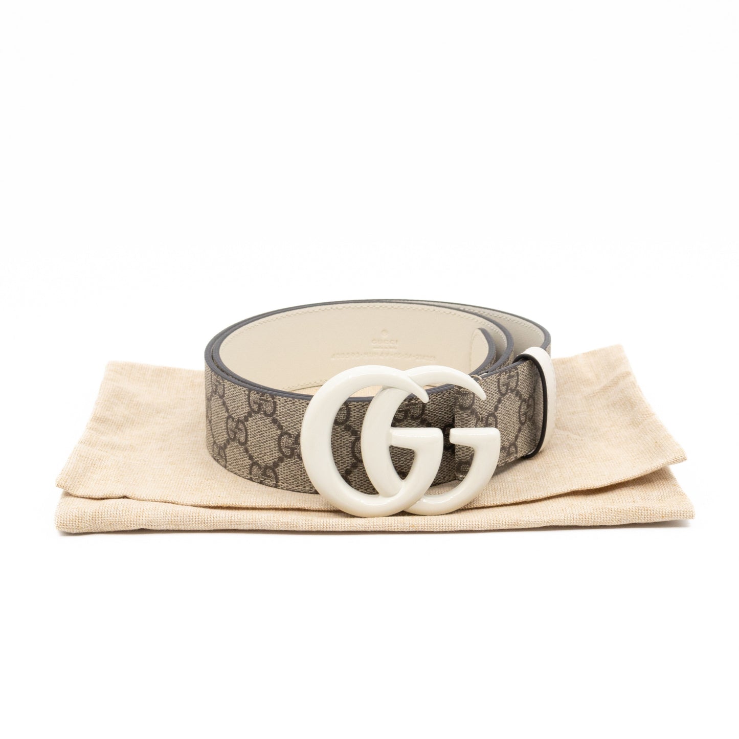 GG Marmont Wide Belt GG Supreme White Leather 85/34