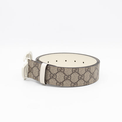 GG Marmont Wide Belt GG Supreme White Leather 85/34