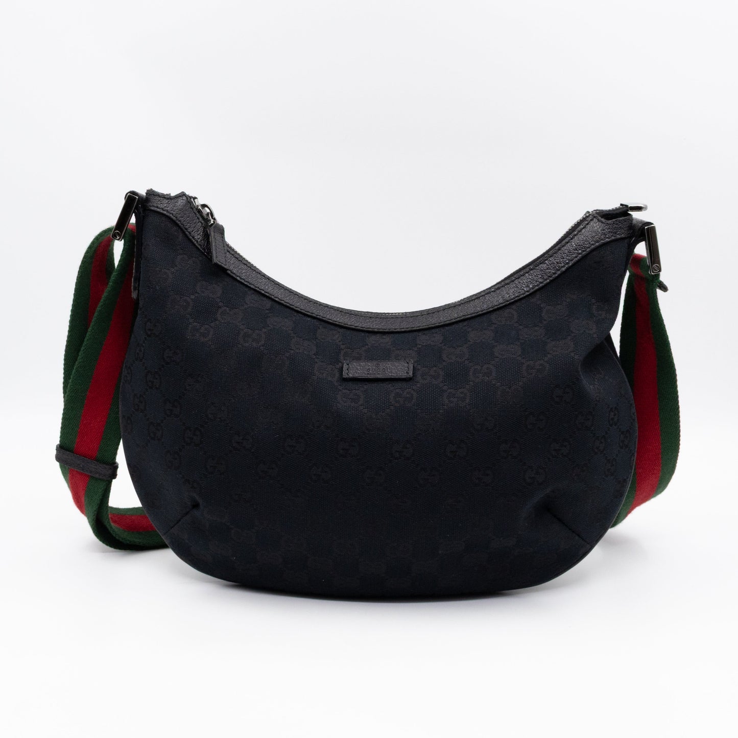 Vintage Web Hobo Messenger Bag Black GG Canvas