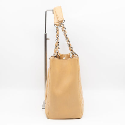 Chanel GST Grand Shopping Tote Beige Caviar Silver