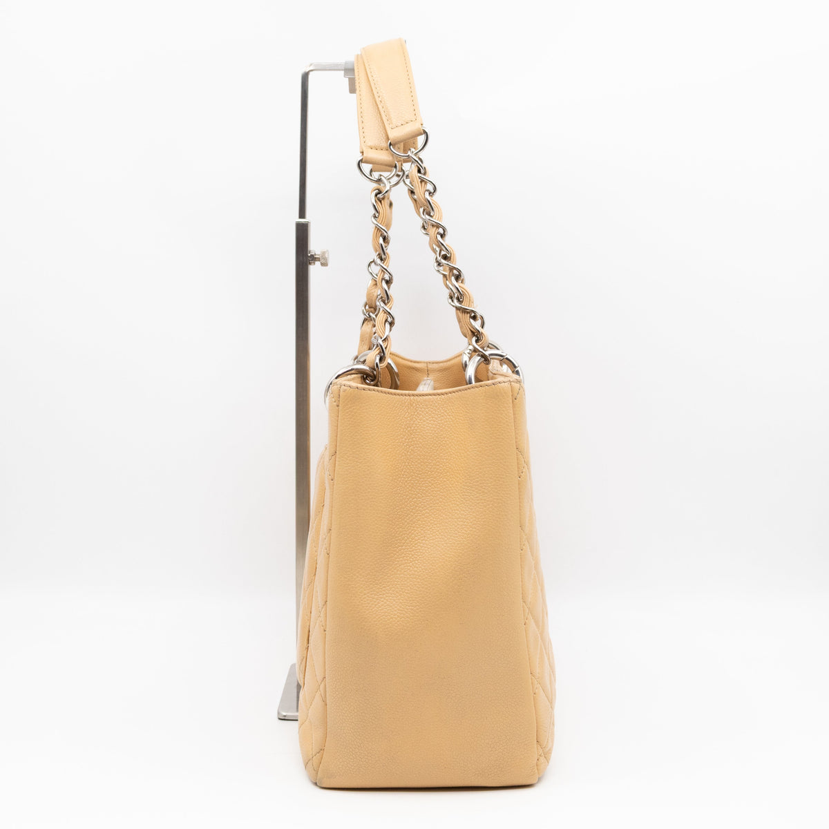 GST Grand Shopping Tote Beige Caviar Silver