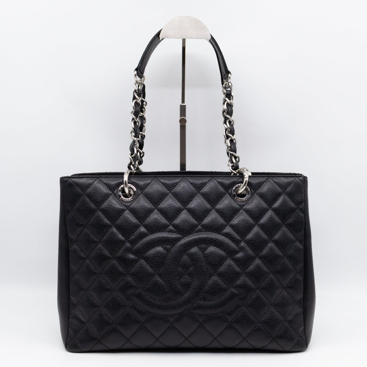 GST Grand Shopping Tote Black Caviar Silver