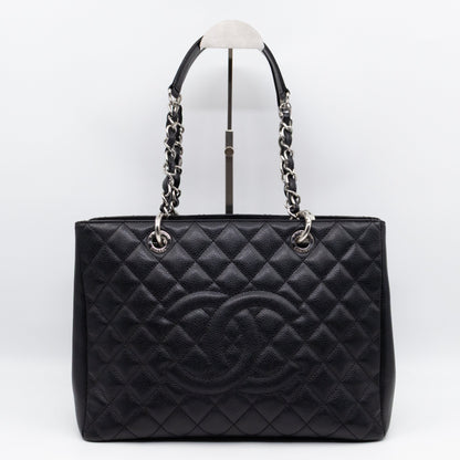 GST Grand Shopping Tote Black Caviar Silver