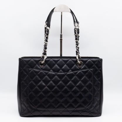 GST Grand Shopping Tote Black Caviar Silver