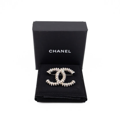 Chanel CC Crystal Silver-tone Brooch
