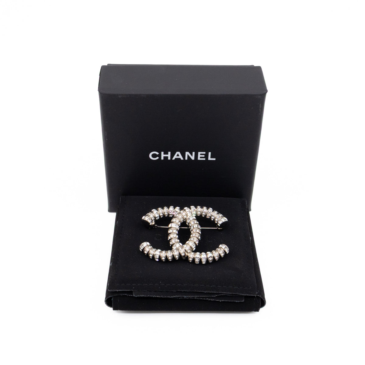CC Crystal Silver-tone Brooch