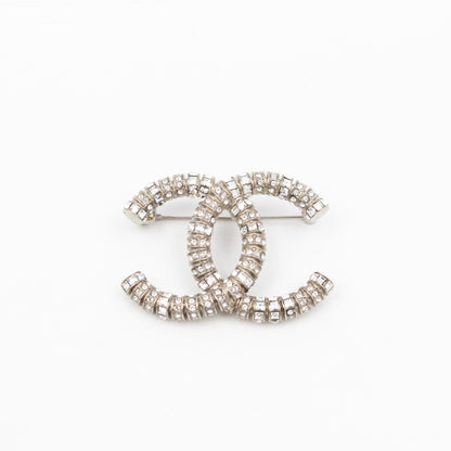 Chanel CC Crystal Silver-tone Brooch