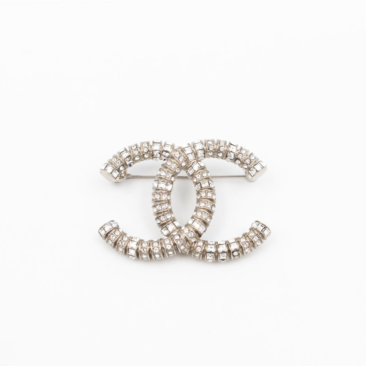 CC Crystal Silver-tone Brooch