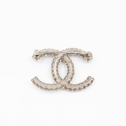 Chanel CC Crystal Silver-tone Brooch