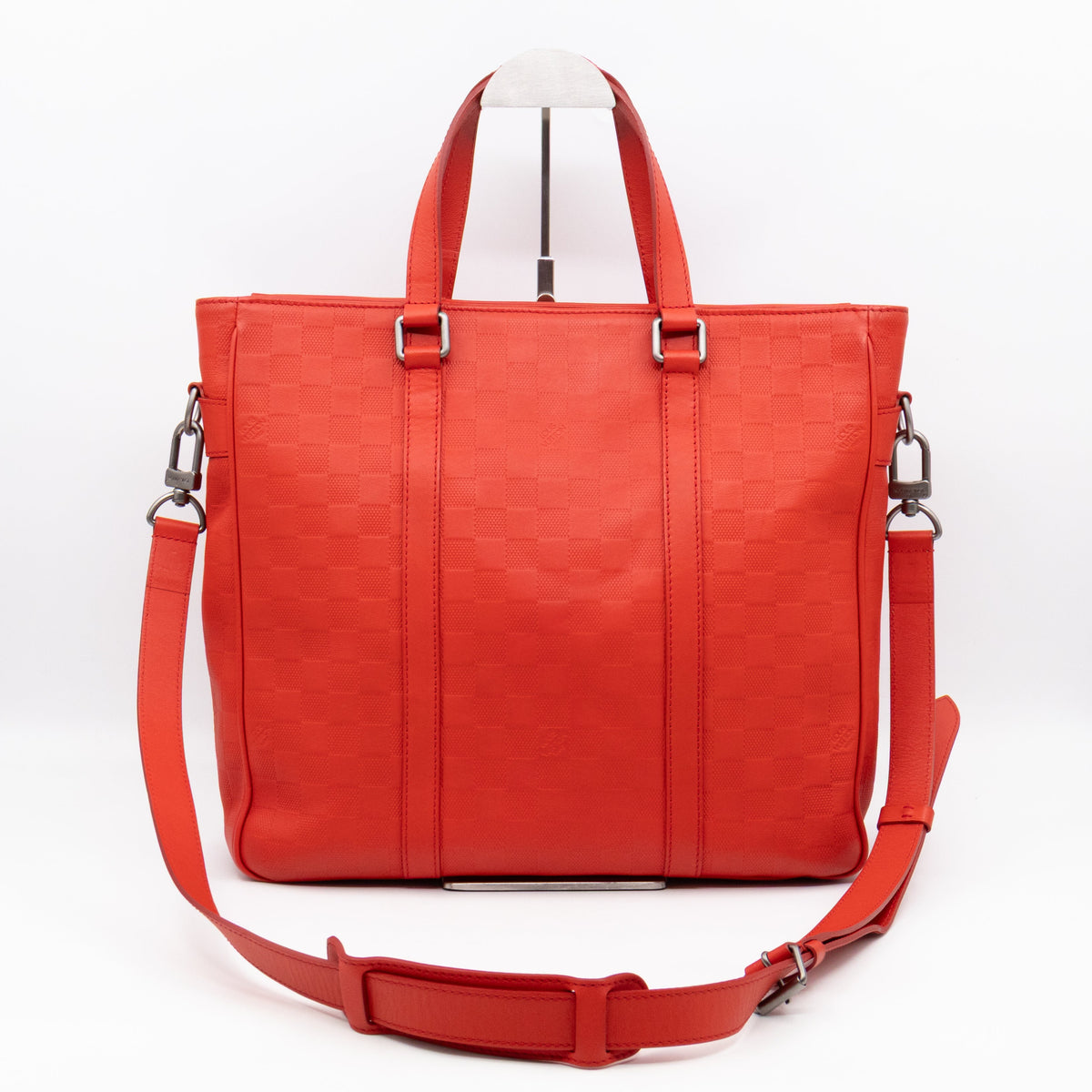 Louis-vuitton Tadao PM Tote Bag Red Damier Infini Leather