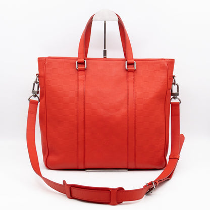 Louis-vuitton Tadao PM Tote Bag Red Damier Infini Leather