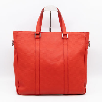 Louis-vuitton Tadao PM Tote Bag Red Damier Infini Leather