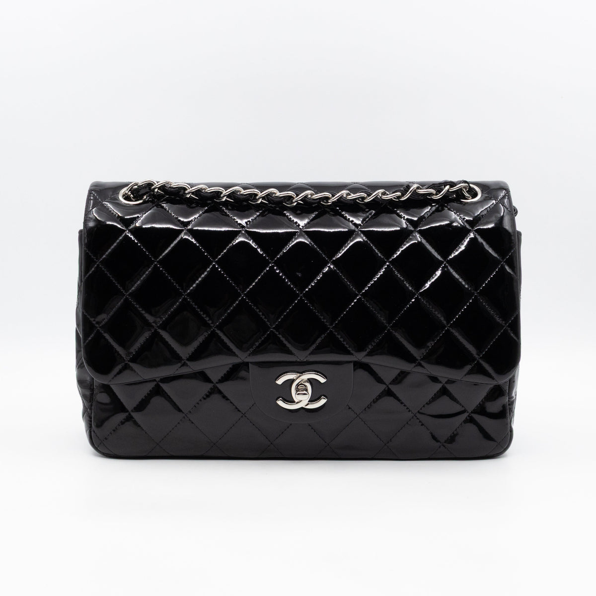 Classic Double Flap Jumbo Black Patent Leather