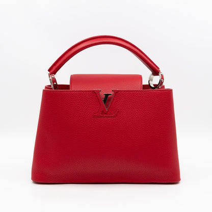 Capucines MM Red Taurillon Leather