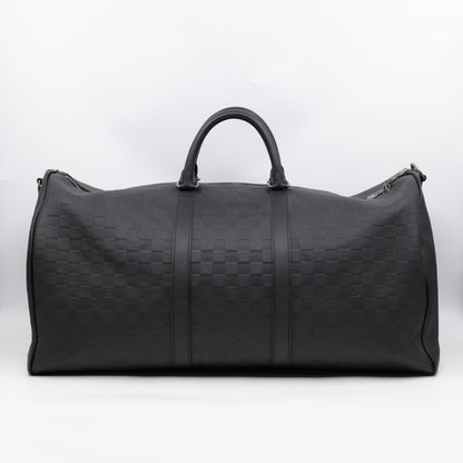 Keepall 55 Bandouliere Onyx Damier Infini Leather