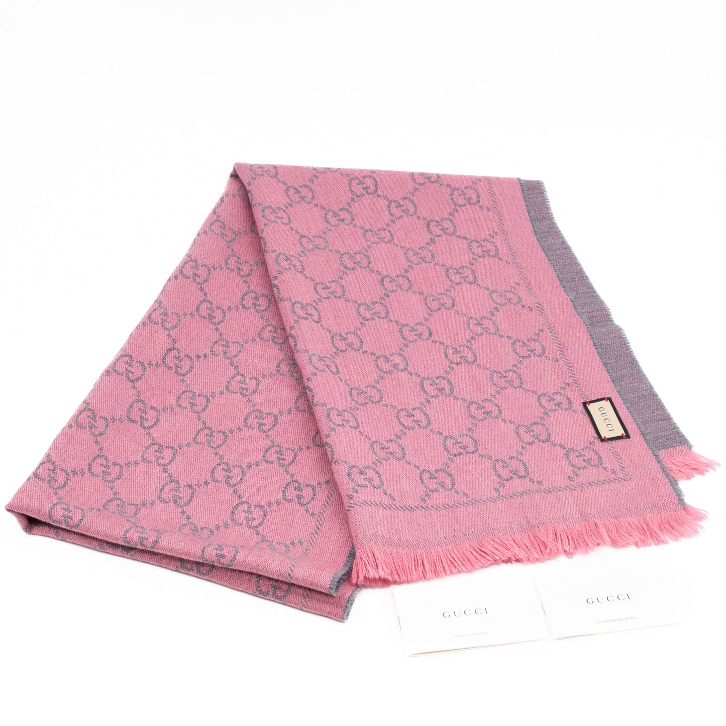 GG Wool Scarf Pink Graphite
