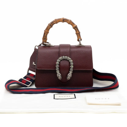Dionysus Mini Bamboo Top Handle Burgundy Leather