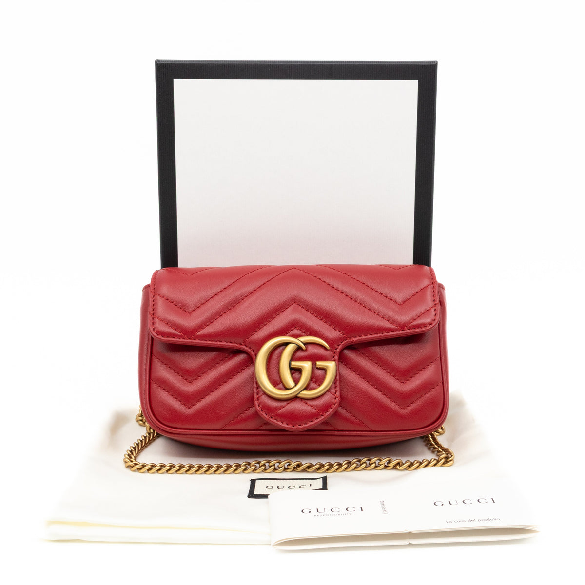 GG Marmont Super Mini Flap Bag Red Leather