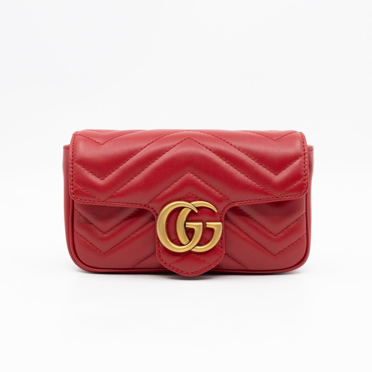 GG Marmont Super Mini Flap Bag Red Leather