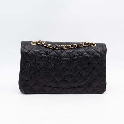 Classic Double Flap Medium Black Caviar Leather Gold