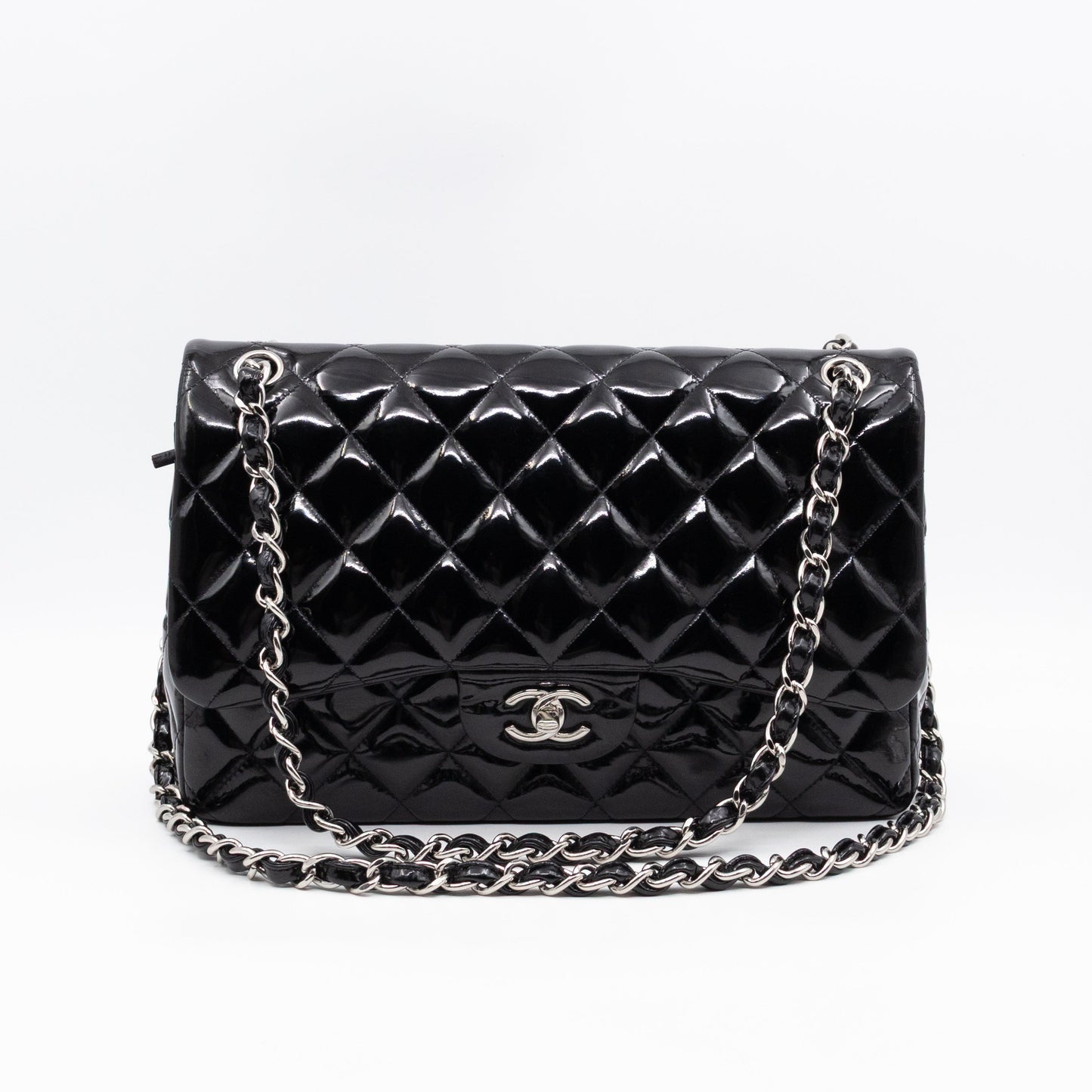Classic Double Flap Jumbo Black Patent Leather